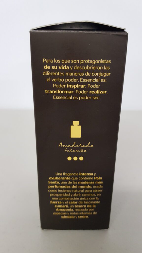 Essencial Palo Santo Masculino presentacion caja exterior costado