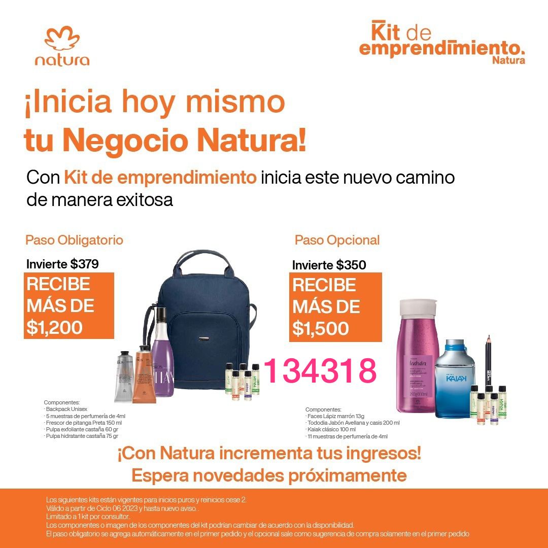 Kit de Emprendimiento y Opcional Natura MX 2023 2024