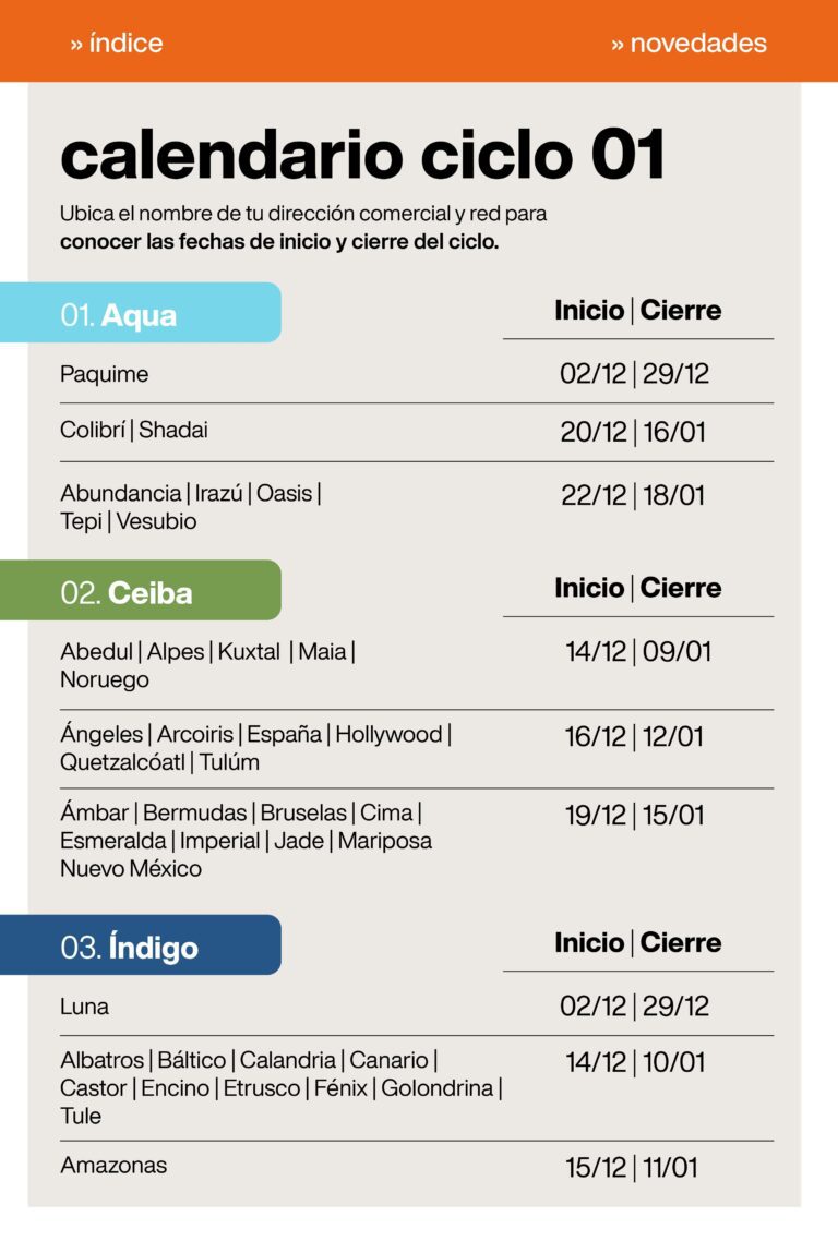 Calendario de Ciclos Natura México 2024 【 100 Oficial