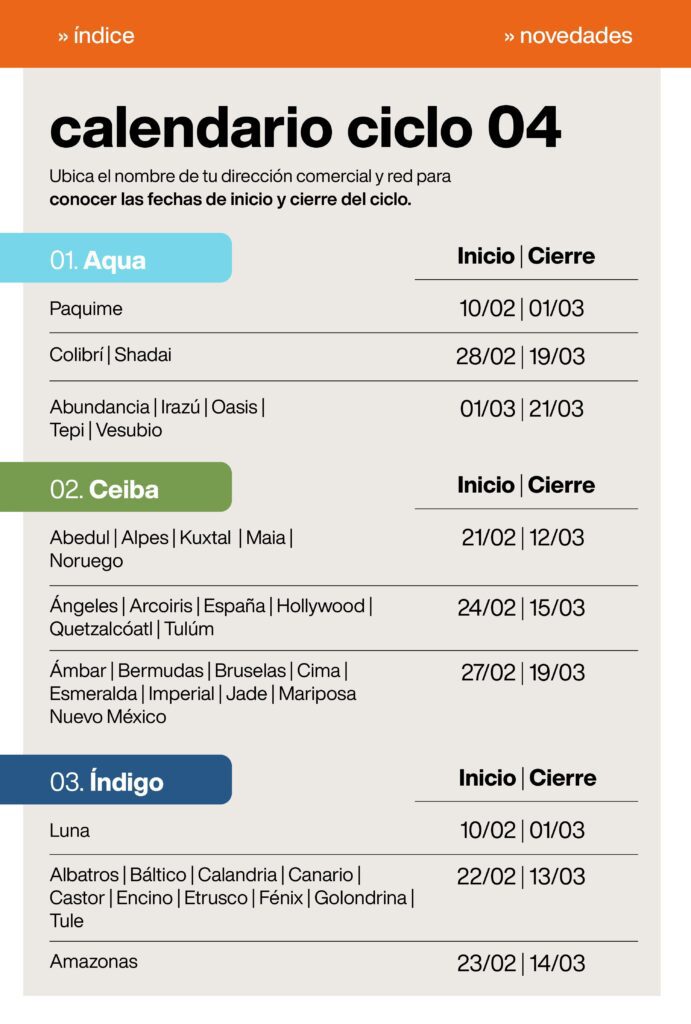 Calendario Natura México Ciclo 4 2024 Descargar PDF