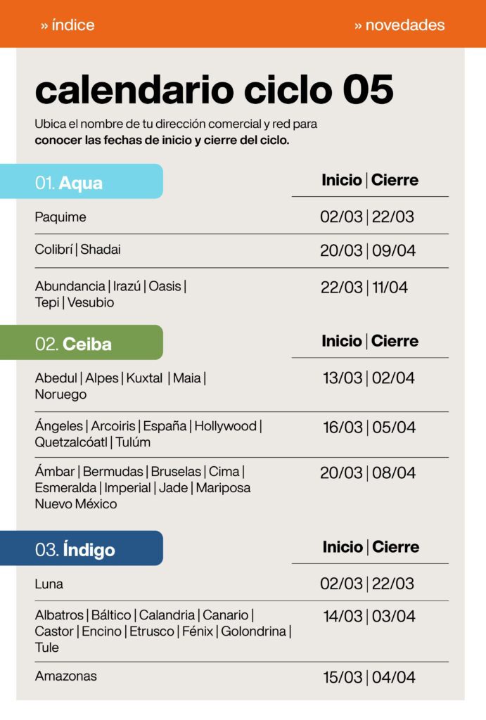 Calendario Natura México Ciclo 5 2024 Descargar PDF