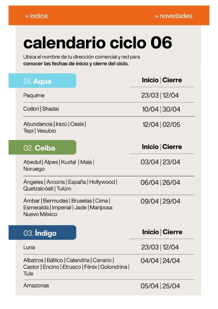 Calendario Natura México Ciclo 6 2024 Descargar PDF