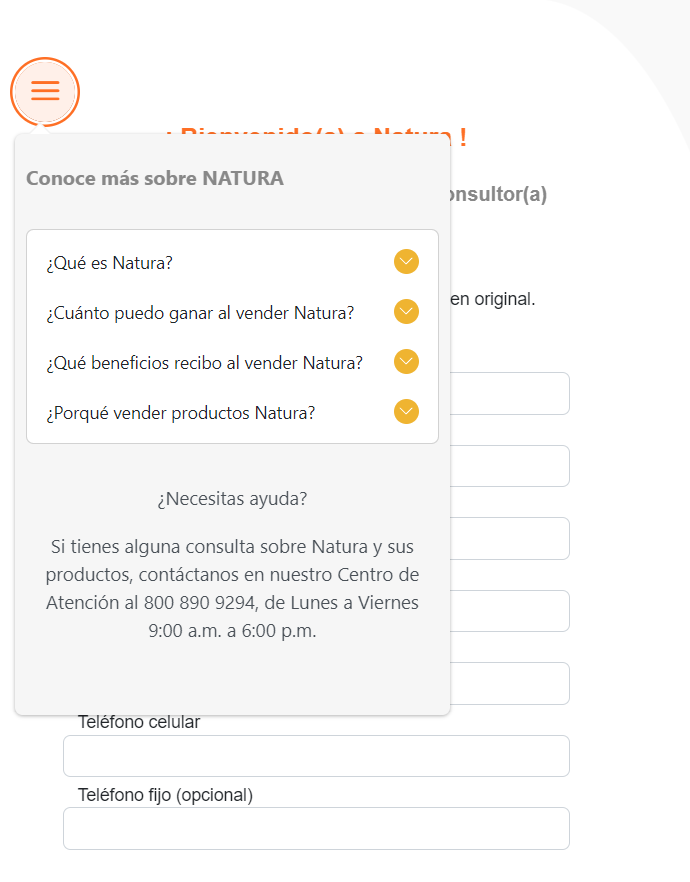 Información adicional sobre como inscribirse a Natura