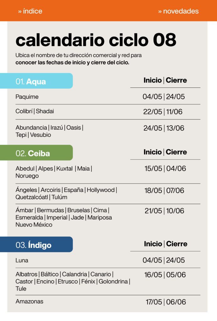 Calendario Natura México Ciclo 8 2024 Descargar PDF